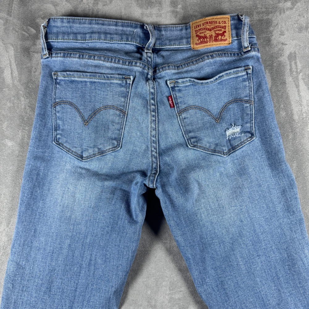 Levis 711 Skinny Jeans Womens 26 Medium Wash Distressed Ripped Mid Rise Denim - Picture 8 of 12